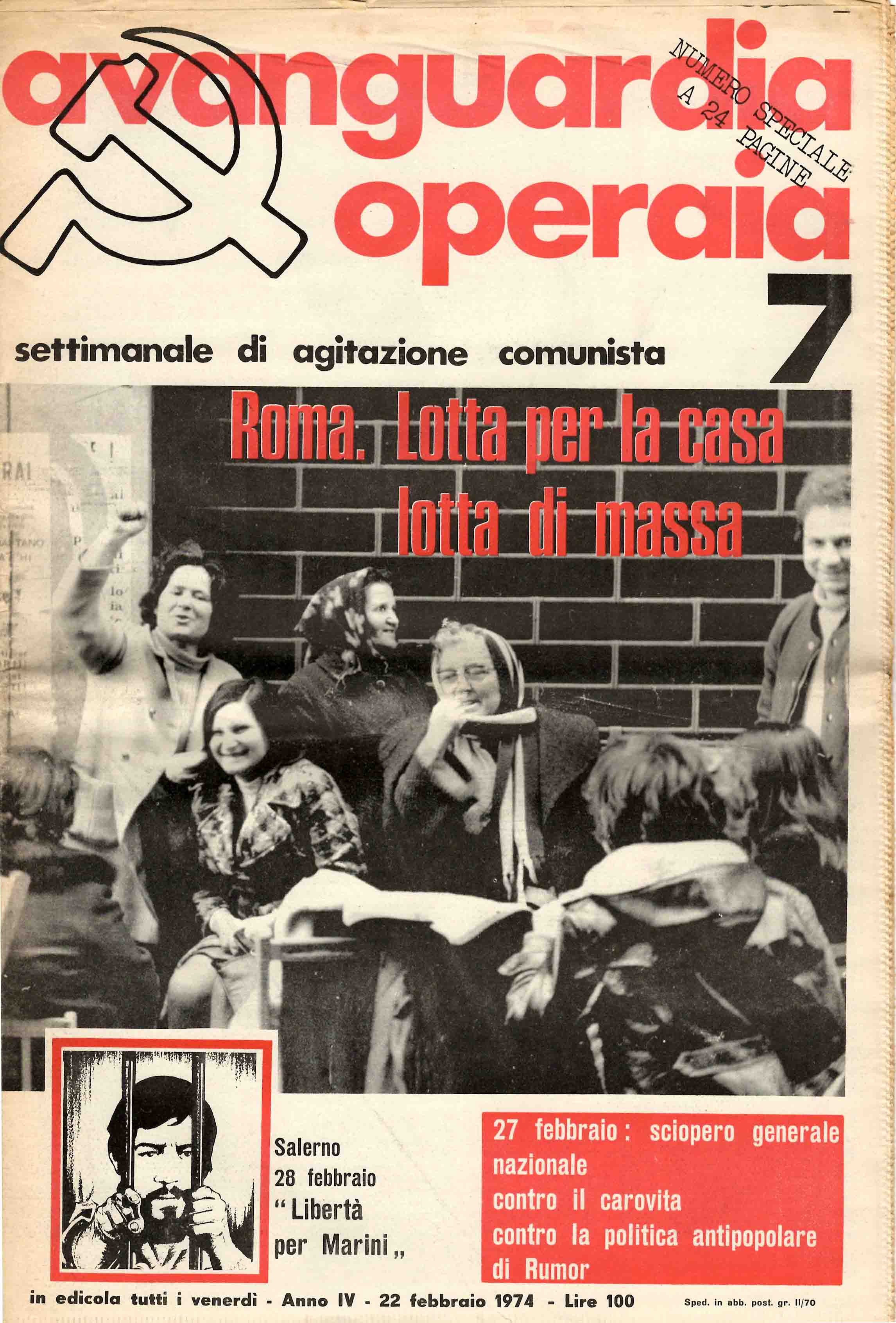 Avanguardia Operaia. Settimanale di agitazione comunista